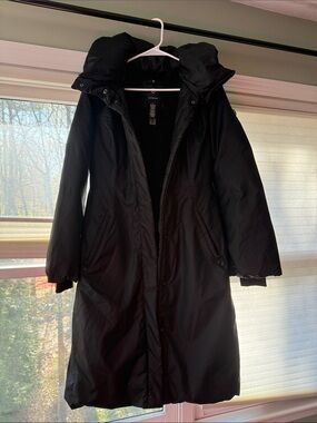 Victorinox Black Long Hooded Puffer Coat